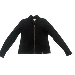 American Giant Womens Moto Full Zip Sweatshirt Medium Black Fleece Jacket Mock